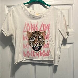 Kids Graphic Tee with Leopard Print - White